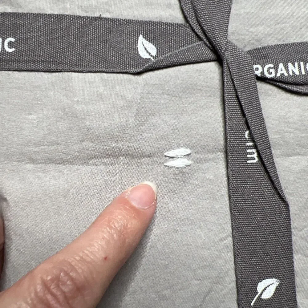 West Elm NWT ORGANIC Washed Cotton EURO Pillow Sham Gray / White Stitch